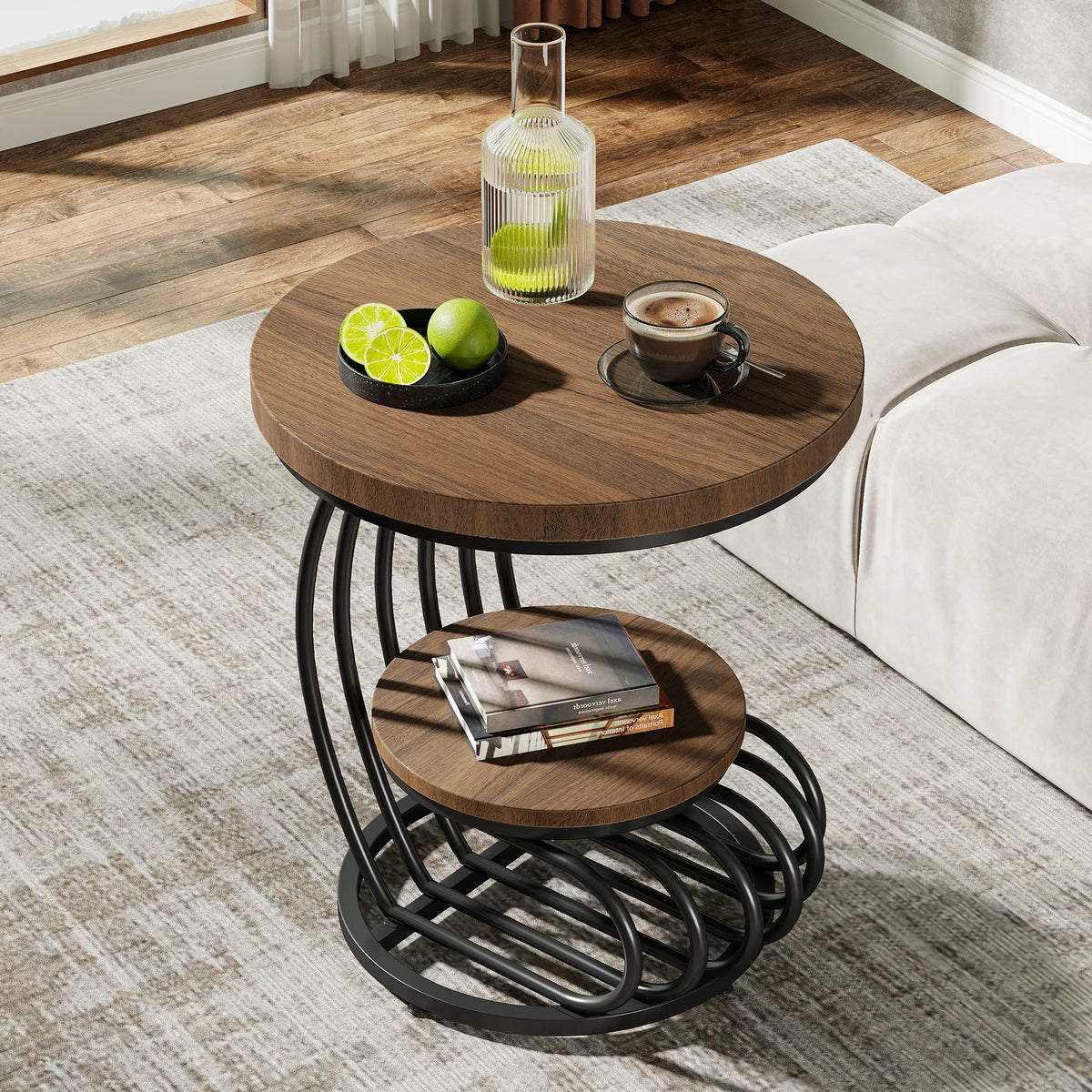 Tribesigns Round End Table, Faux Marble