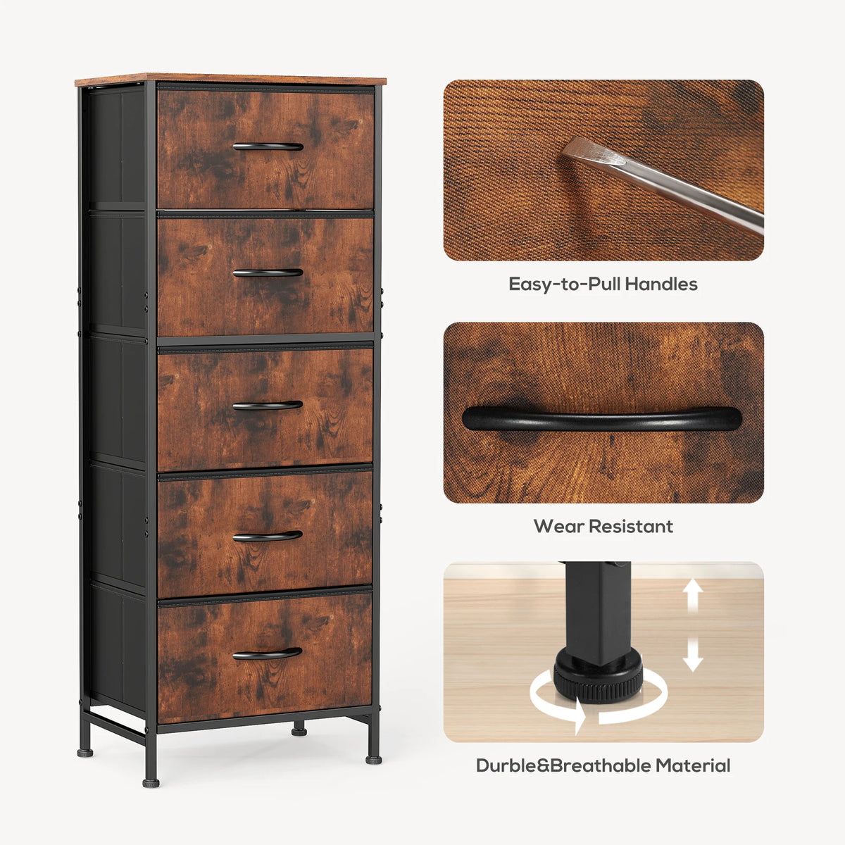 JHK 48" 5-Drawer Dresser