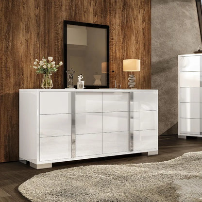 White High Gloss 6-Drawer Dresser