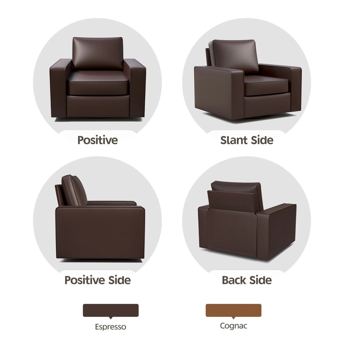 KERDOM 360° Swivel Accent Chair, PU Leather