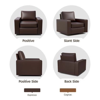 KERDOM 360° Swivel Accent Chair, PU Leather