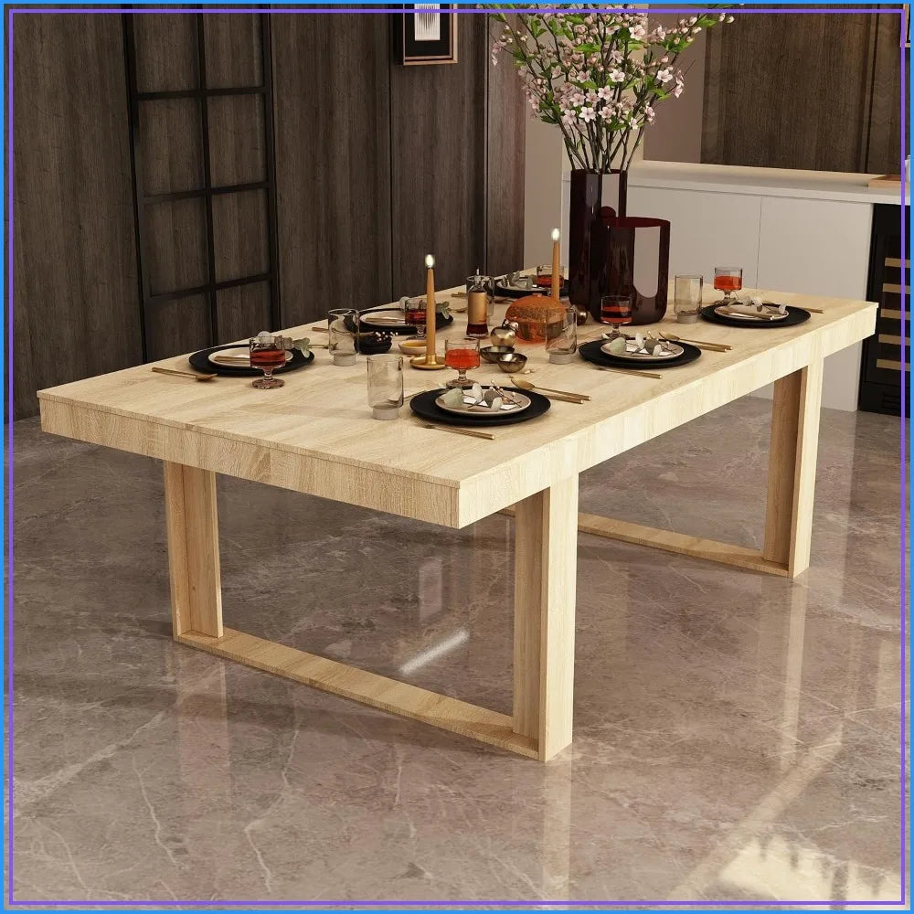 86.6" Modern Wood Dining Table