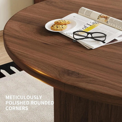 Round Walnut Dining Table Set for 4