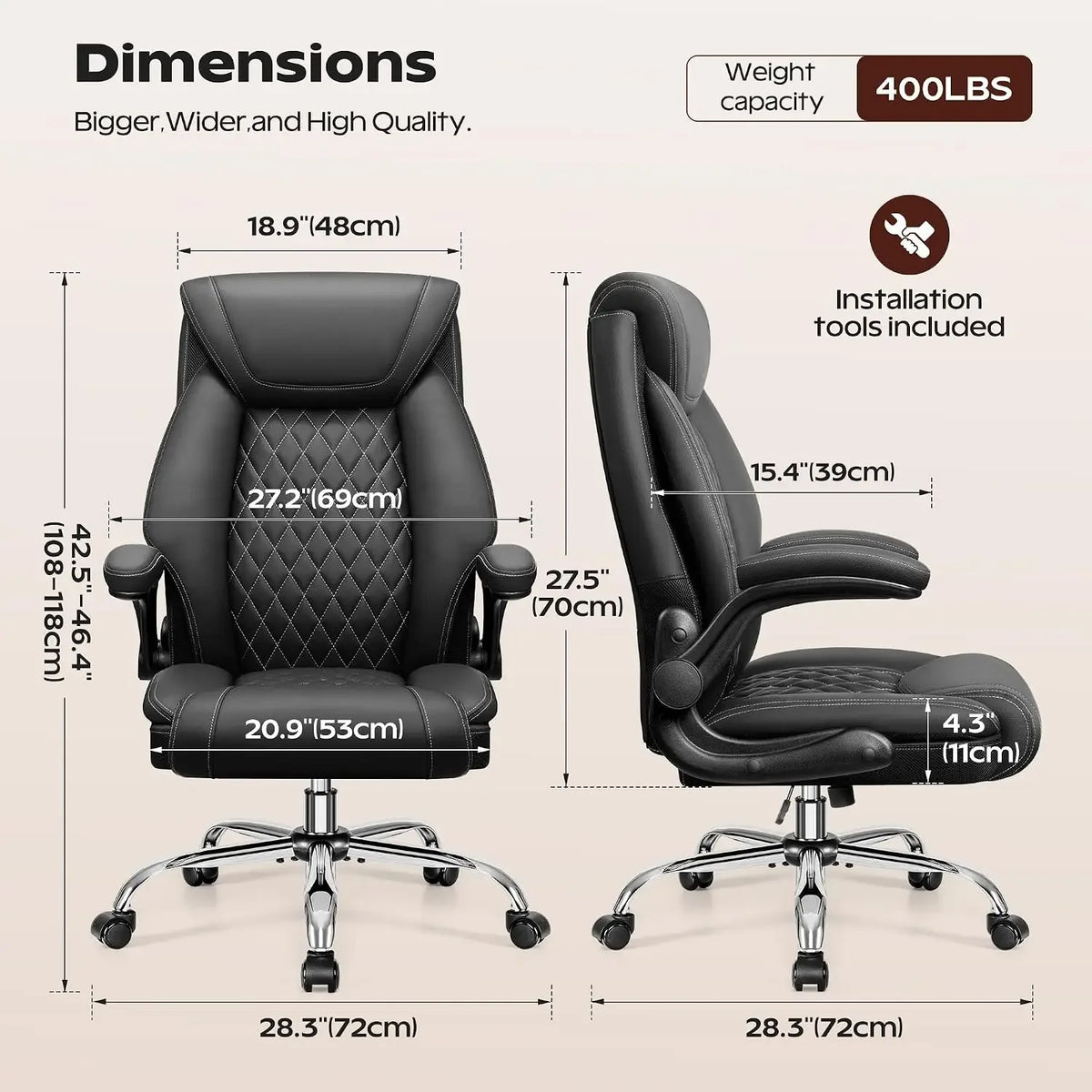 Ergonomic High-Back Office Chair, Big & Tall
