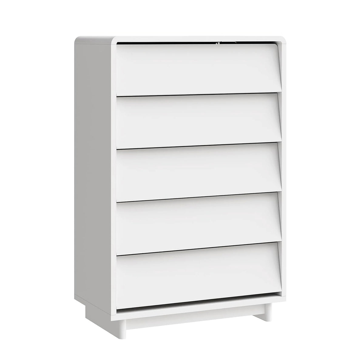 5-Drawer Tall Wood Dresser, Curved Edge