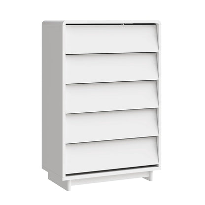 5-Drawer Tall Wood Dresser, Curved Edge