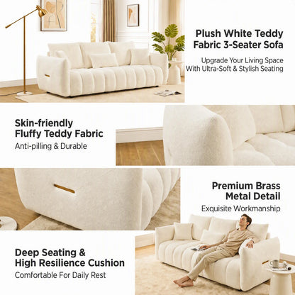 79.5in Teddy Fabric 3-Seater Sofa