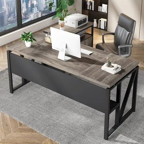 63" Computer Desk with Storage Shelf