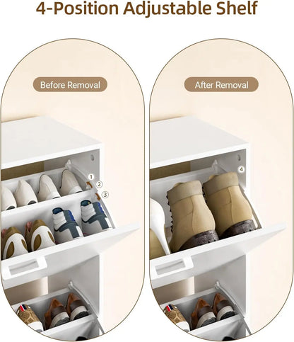 Slim Shoe Cabinet with Flip Drawers