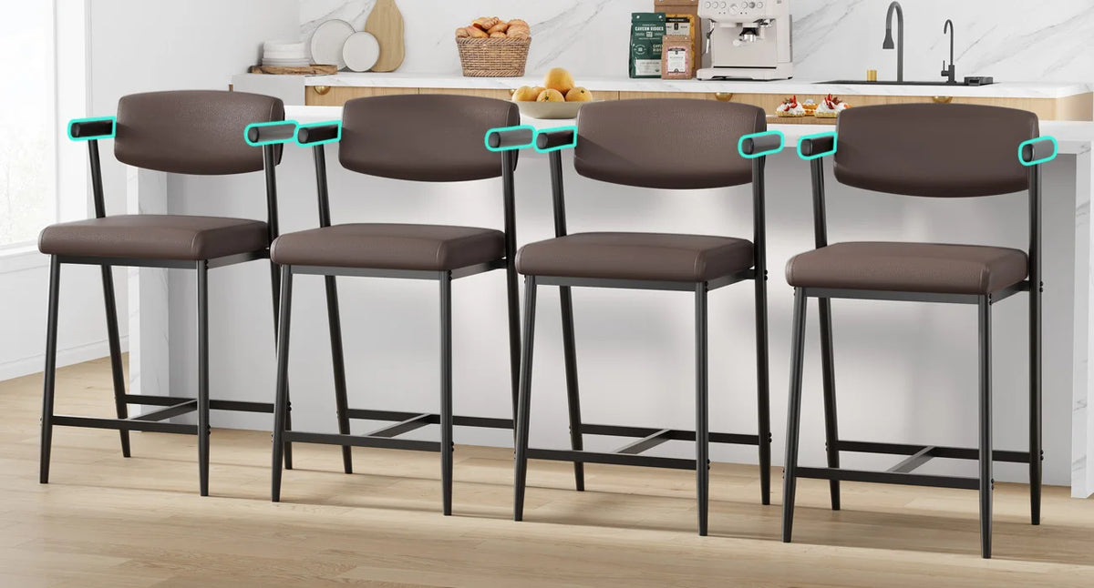 Bar Stools with Arms & Footrest, Set of 2
