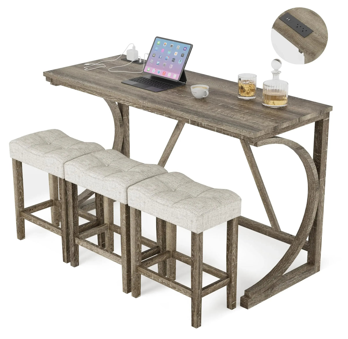 Counter Height Bar Table Set with Stools