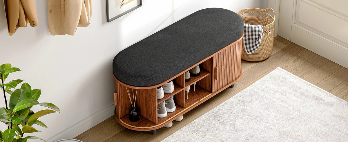 3-Tier Shoe Storage Bench with Cushion