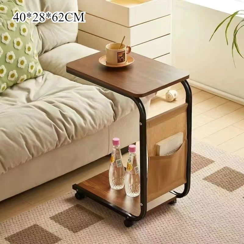 Mobile Coffee Side Table, Height Adjustable