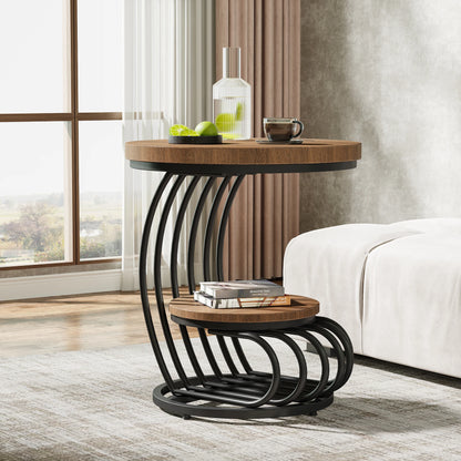 Tribesigns Round End Table, Faux Marble