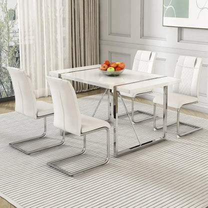 White Dining Table Set for 4, 55"