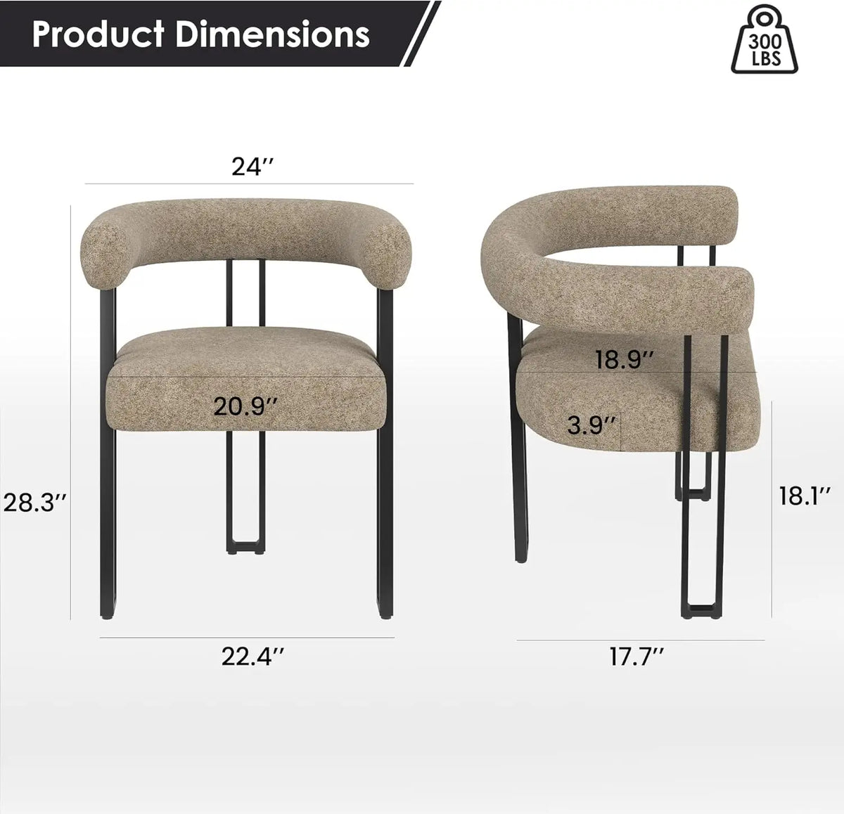 Farini Bouclé Dining Arm Chairs, Set of 2