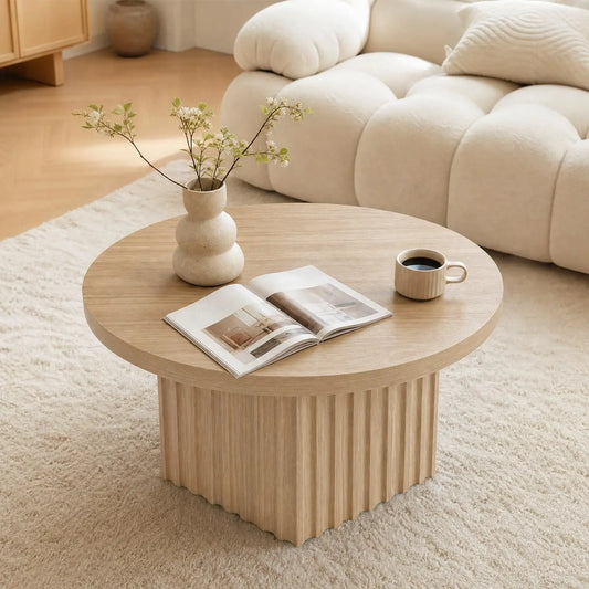 Fluted Drum Coffee Table, 31.5" Round