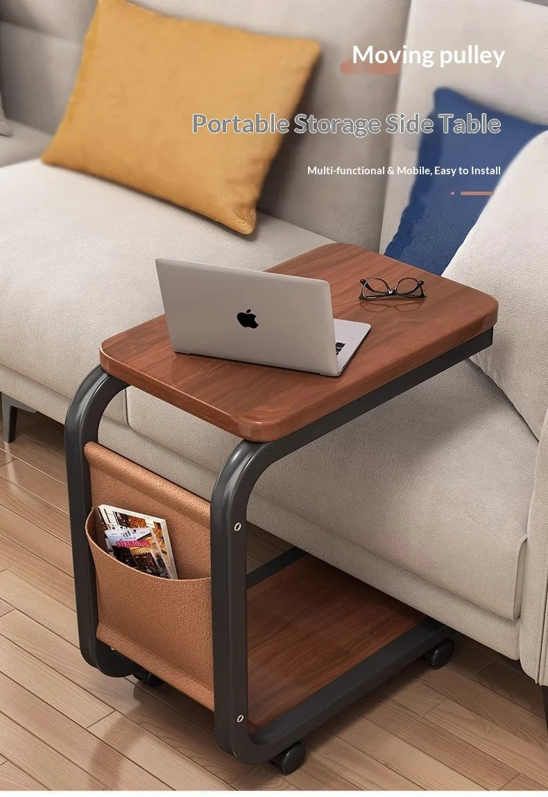 Mobile Coffee Side Table, Height Adjustable