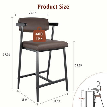Bar Stools with Arms & Footrest, Set of 2