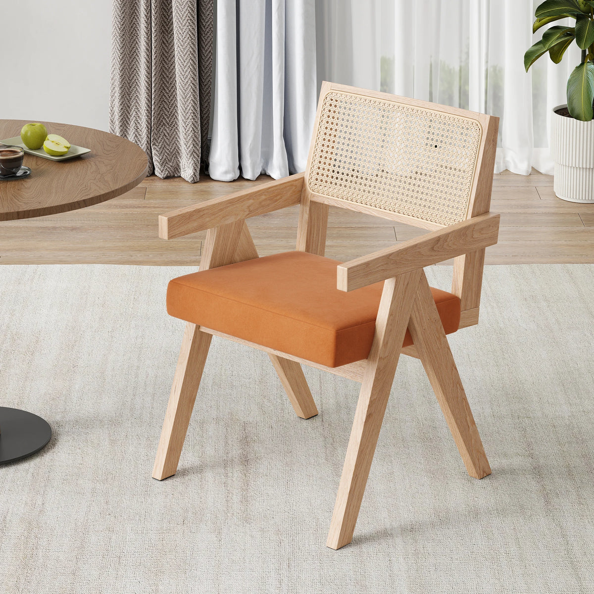 Mid-Century Rattan Dining Chairs, Set of 2