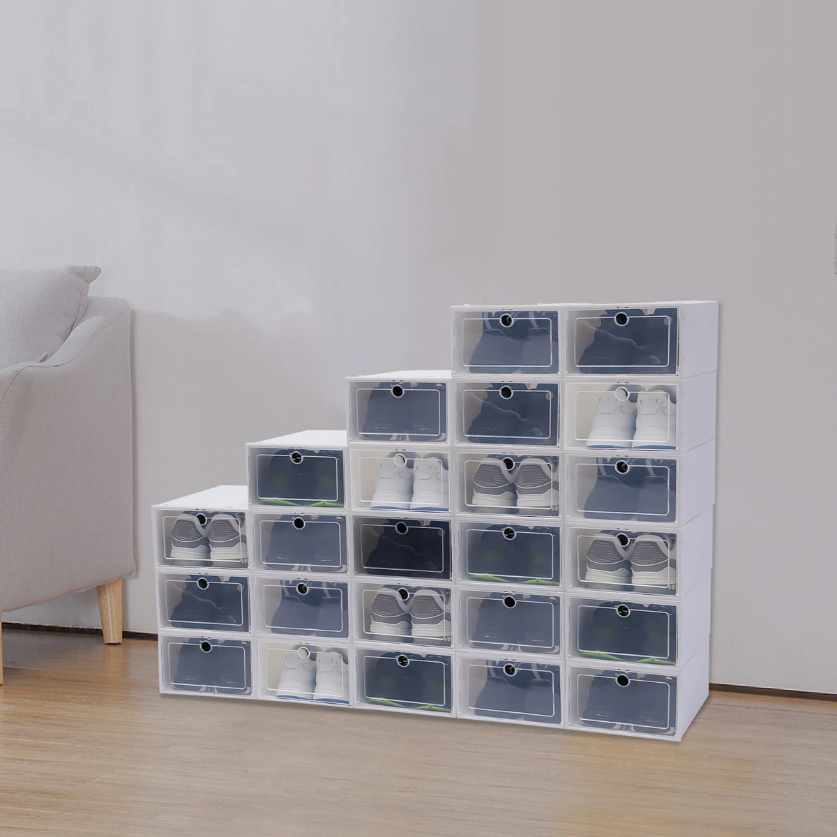24-Pack Foldable Shoe Storage Boxes