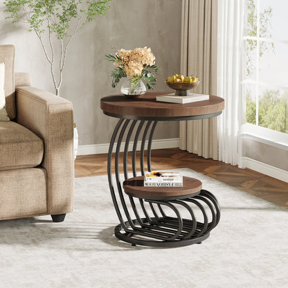 Tribesigns Round End Table, Faux Marble