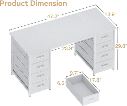 48" Computer Desk with 8 Fabric Drawers