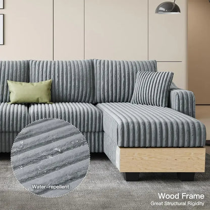 Light Grey L-Shaped Sofa with Chaise