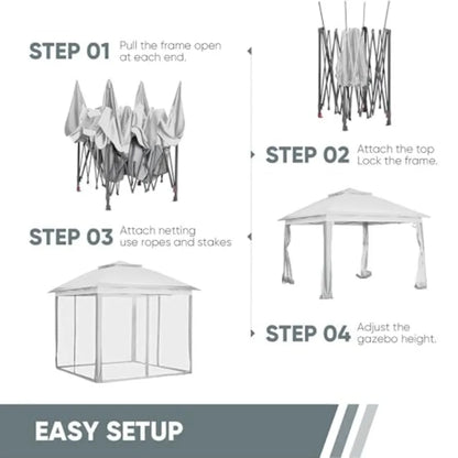 11x11 Gazebo Tent with Mosquito Netting, White
