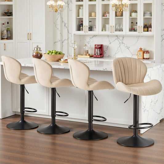 Swivel Fabric Bar Stools, Set of 4