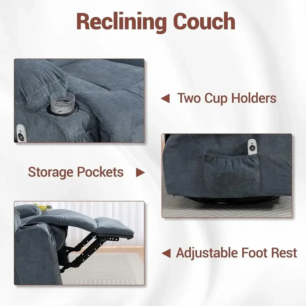 2-Piece Reclining Sofa Set (Blue)
