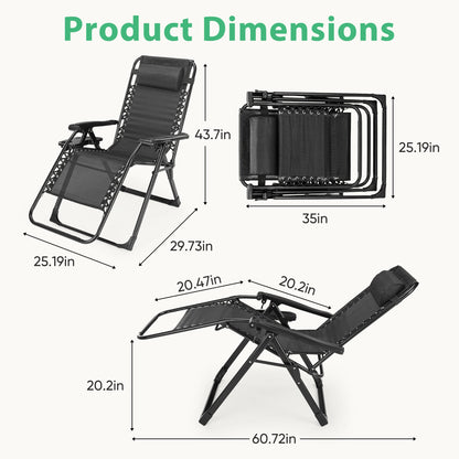 JHK Zero Gravity Lounge Chair with Cup Holder