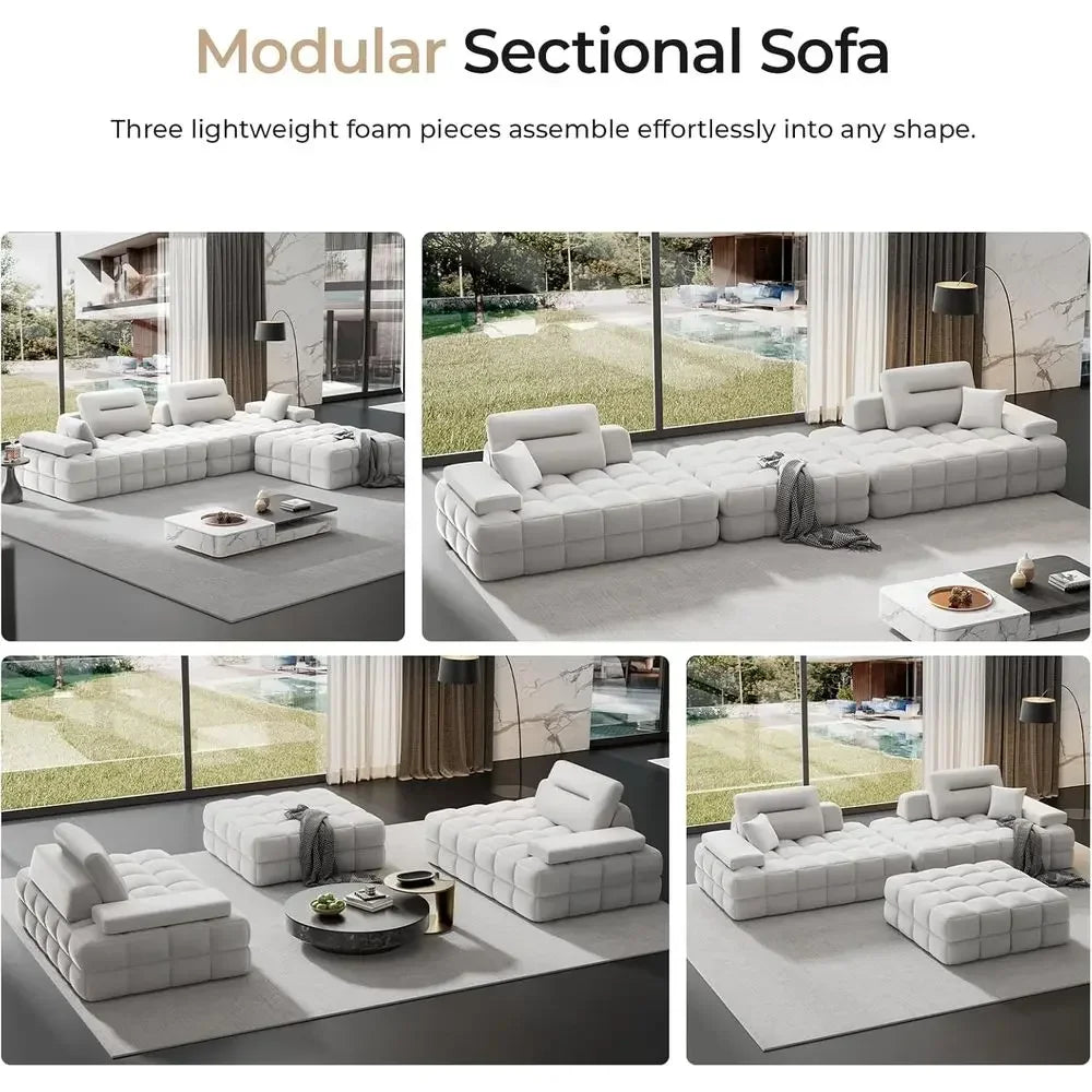 L-Shaped Sectional Sofa, Chenille