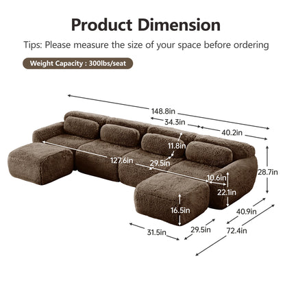 U-Shaped Modular Sofa (Chocolate)