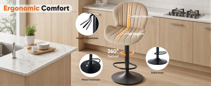 Swivel Fabric Bar Stools, Set of 4