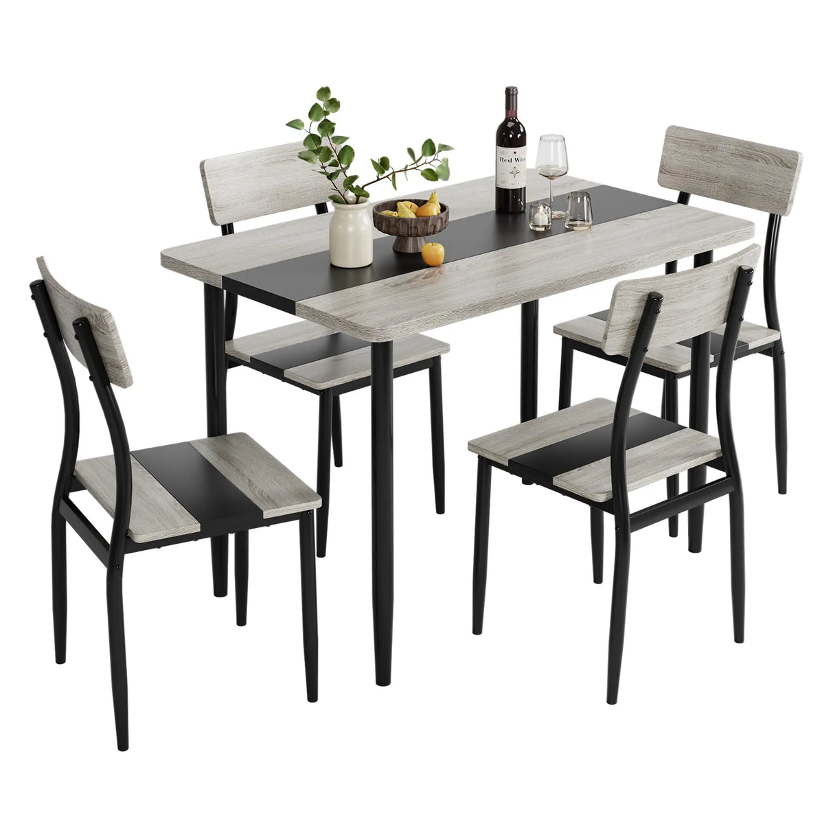 Dining Table Set for 4 with Chairs, Two-Tone