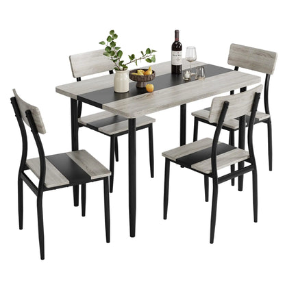 Dining Table Set for 4 with Chairs, Two-Tone