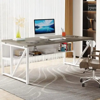63" Computer Desk with Storage Shelf