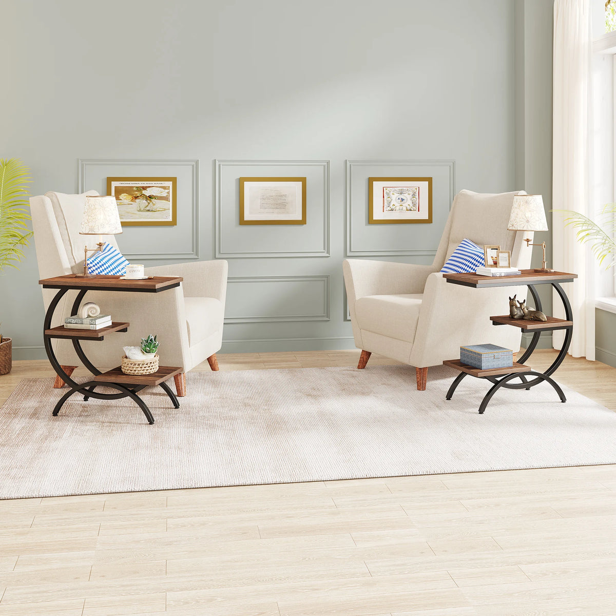 Tribesigns C-Shaped Industrial End Table