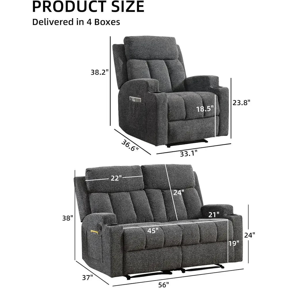 Manual Recliner Sofa & Loveseat Set