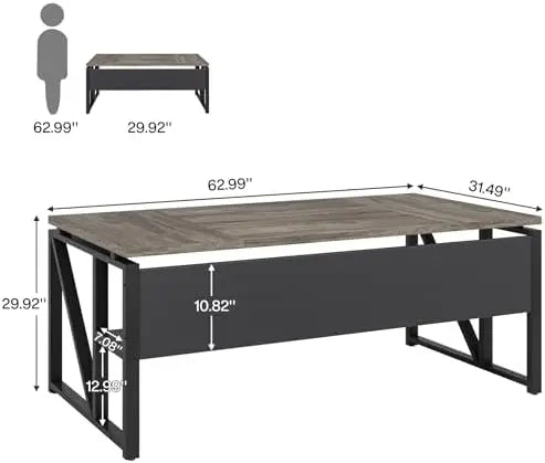 63" Computer Desk with Storage Shelf