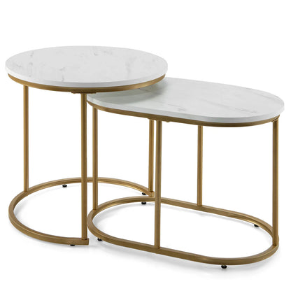 Marble Nesting Coffee Tables, Set of 2