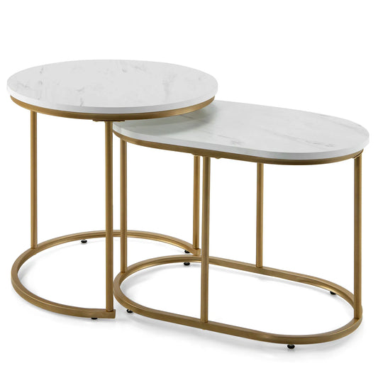 Marble Nesting Coffee Tables, Set of 2