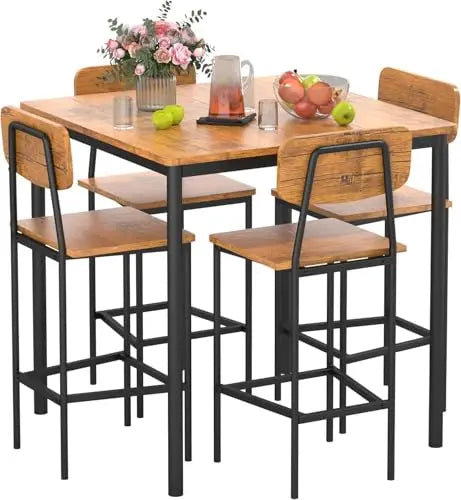 5-Piece Industrial Dining Table Set