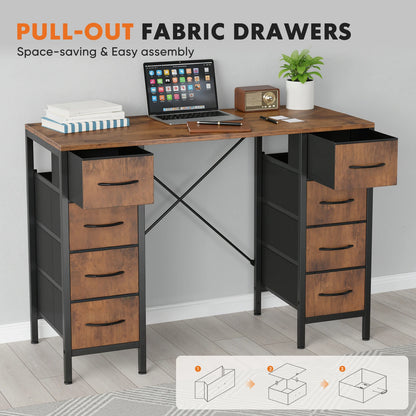 JHK 47" Computer Desk with 8 Drawers