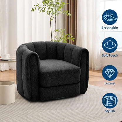 Garvee Velvet Swivel Barrel Accent Chair