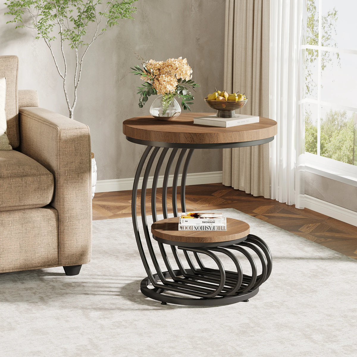 Tribesigns Round End Table, Faux Marble