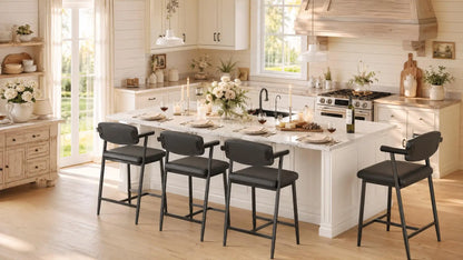Bar Stools with Arms & Footrest, Set of 2