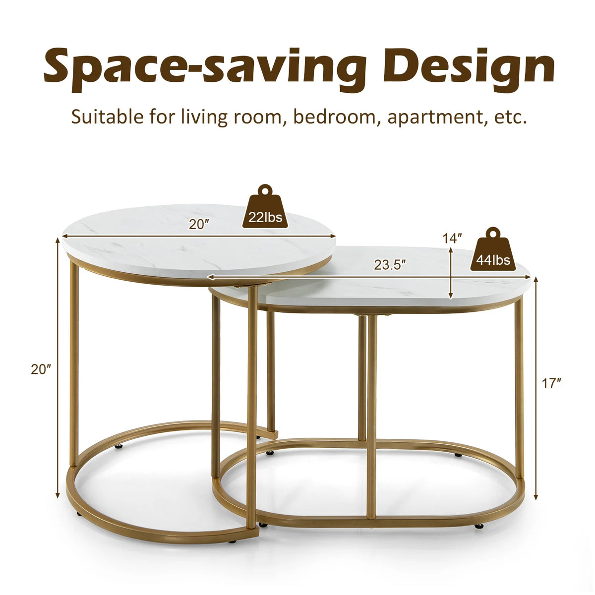 Marble Nesting Coffee Tables, Set of 2