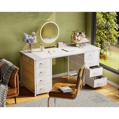 48" Computer Desk with 8 Fabric Drawers
